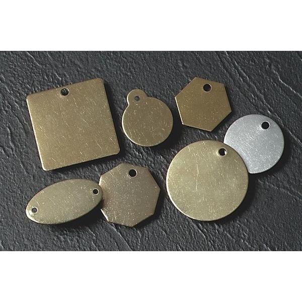 C.H. Hanson Blank Tag, Brass, 1 1/4 in H x 1 1/4 in W, Brass, Hexagon, 25 PK - 42492