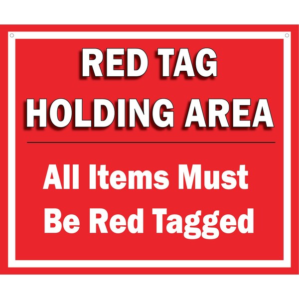 5S Supplies 5S Red Tag Area Sign Aluminum Hanging Sign V6 22in x 18in - HS-REDTAG-V6