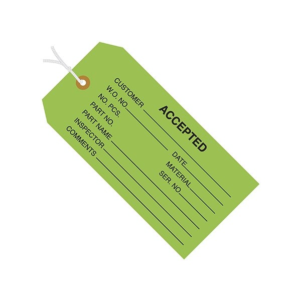 Bsc Preferred 4 3/4 x 2-3/8'' - ''Accepted Green'' Inspection Tags - Pre-Strung, 1000PK - BUY00030000