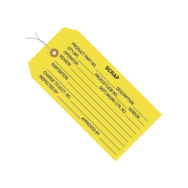 Bsc Preferred 4 3/4 x 2-3/8'' - ''Scrap'' Inspection Tags - Pre-Wired, 1000PK - BUY00030021