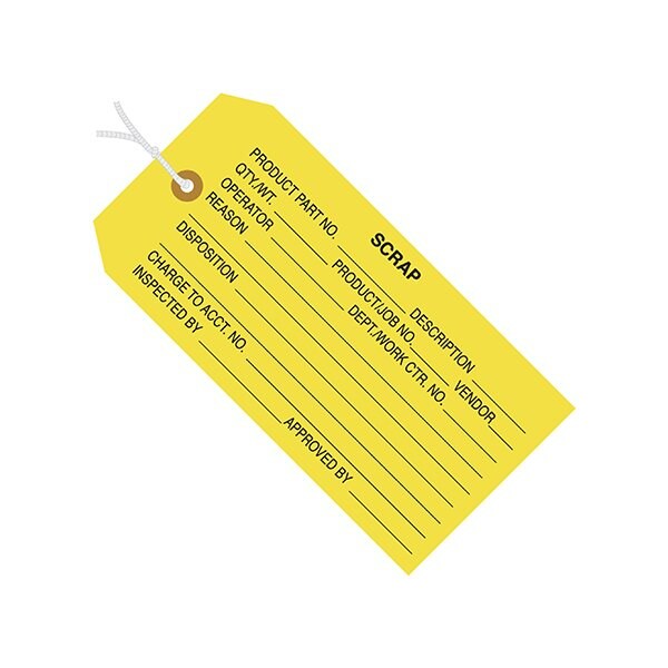 Bsc Preferred 4 3/4 x 2-3/8'' - ''Scrap'' Inspection Tags - Pre-Strung, 1000PK - BUY00030020