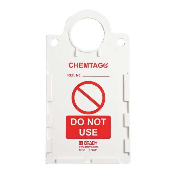 Brady Tag, Caution, Plastic, 11 1/4 in H x 6 in W, Red, White, Rectangle, 10 PK - CHEM-CTHUSA01