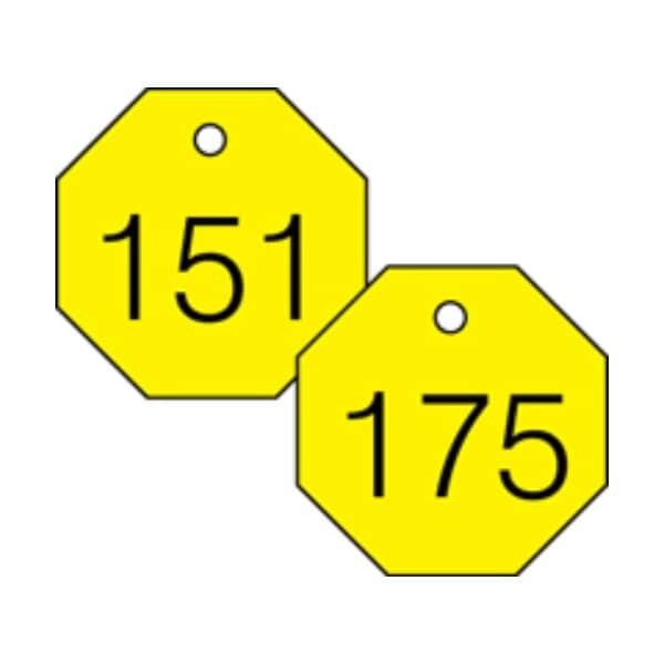 Accuform Engraved Numbered Tags, HS-Laminate, 3 in W, 25 PK - TDG828YL