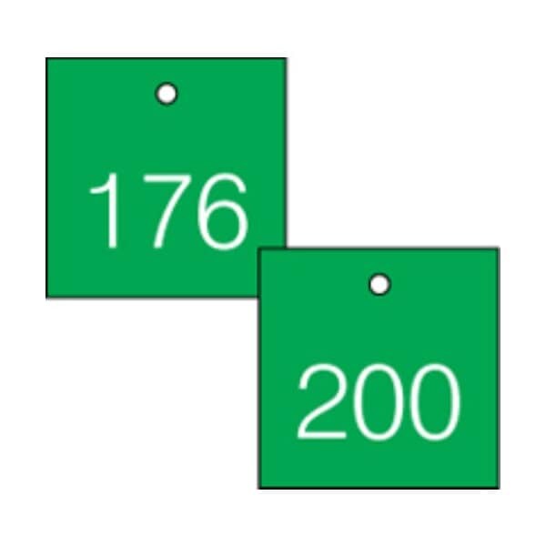 Accuform Engraved Numbered Tags, RP-Plastic, 3/8 in H x 3-1/4 in W, 25 PK - TDG377GN