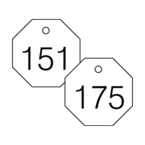 Accuform Engraved Numbered Tags, PF-Cardstock, 1/4 in H x 3-1/4 in W, 25 PK - TDG828WT
