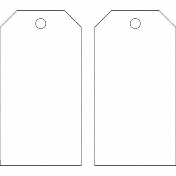 Brady Blank Shipping Tag, Polyester, 5-3/4" H x 3" W, White, Rectangle, 25 PK - 76198