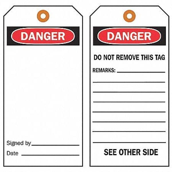 Brady Blank Shipping Tag, Polyester, 5-3/4" H x 3" W, White, Rectangle, 25 PK - 76198