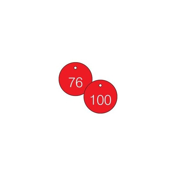 Accuform Engraved Numbered Tags, RP-Plastic, 0.075 in H x 3-1/4 in W, 25 PK - TDG364RD