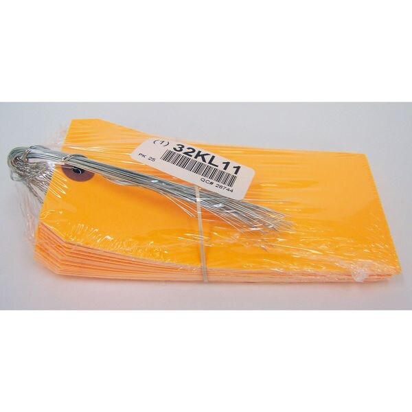 Badger Tag & Label Blank Shipping Tag, Paper, 5-3/4" H x 2-7/8" W, Fluorescent Orange, 25 PK - 118