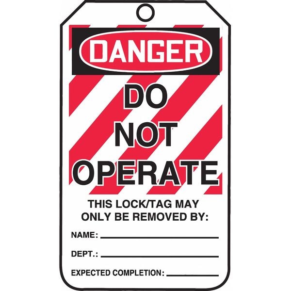 Accuform Lockout Tag, Do Not Operate, 5-3/4x3-1/4 in, Cardstock, 25/PK - MLT400CTP