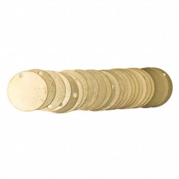 Brady Blank Tag, Brass, 2 in H x 2 in W, 2 in Dia., Brass, Round, 25 PK - 23211