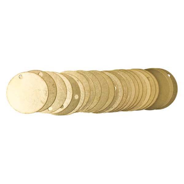 Brady Blank Tag, Brass, 2 in H x 2 in W, 2 in Dia., Brass, Round, 25 PK - 23211