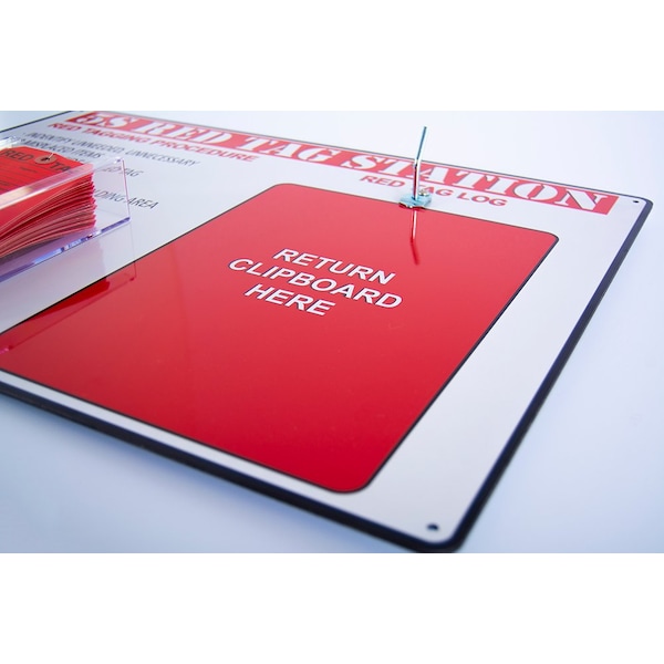 5S Supplies 5s Red Tag Board with Clipboard 100 Red Tags Included Red Tag Station - 5SLOGBRD