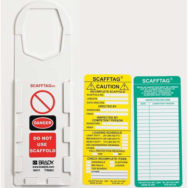 Brady Tag, Maintenance, Polyester, 7 5/8 in H x 3 1/8 in W, Black, Yellow on White, Rectangle, 100 PK - SCAF-STSI594