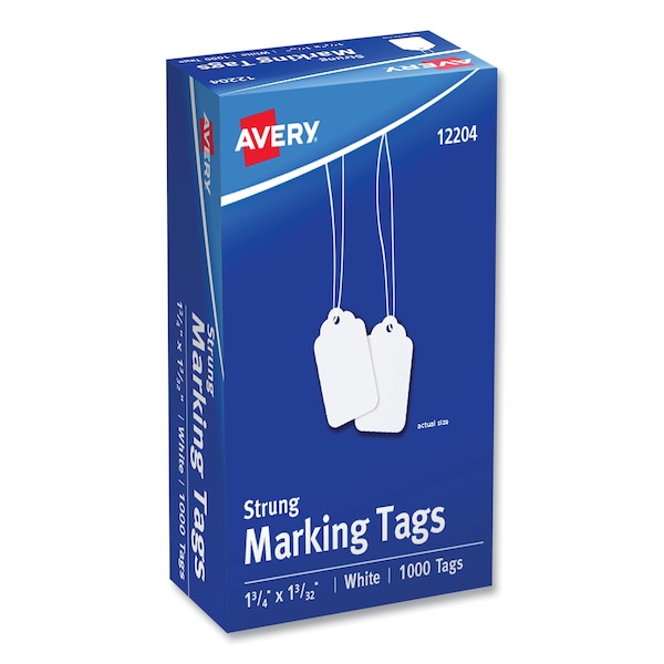 Avery Dennison Price Tags, 1-3/4x1-3/32, White, PK1000, Medium-Weight Stock, White, Rectangle, 1000 PK - 12204