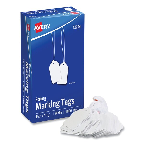 Avery Dennison Price Tags, 1-3/4x1-3/32, White, PK1000, Medium-Weight Stock, White, Rectangle, 1000 PK - 12204
