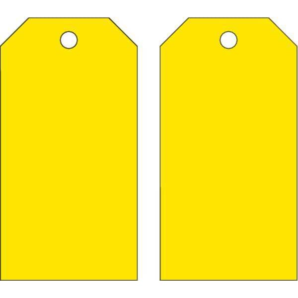 Brady Blank Shipping Tag, Polyester, 5-3/4" H x 3" W, Yellow, Rectangle, 25 PK - 65373