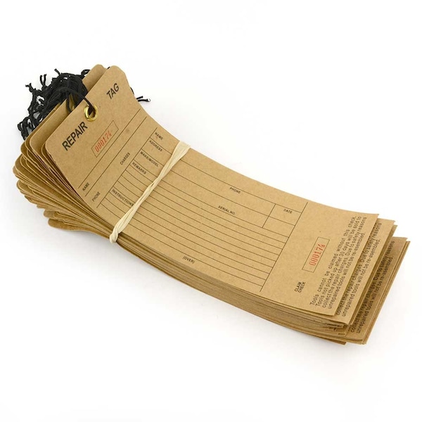 Superior Parts 9.5 x 3.5 Inch Brown Cardboard Repair Tag, PK 50 - RP1082