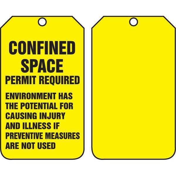 Accuform Permit Tag, Status Alert, Plastic, 5 3/4 in H x 3 1/4 in W, Rectangle, 25 PK - TSS822PTP