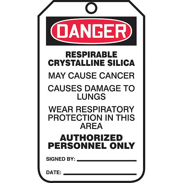 Accuform Danger Tag, General Safety, Plastic, 5 3/4 in H x 3 1/4 in W, White, Rectangle, 25 PK - MDT130PTP