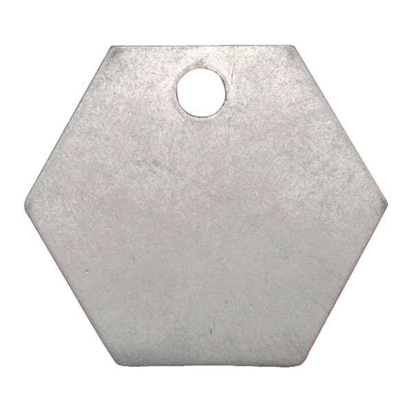 C.H. Hanson Blank Tag, Stainless Steel, 1 1/4 in H x 1 1/4 in W, Silver, Hexagon, 10 PK - 43195