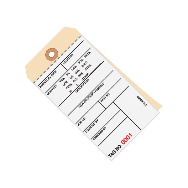 Bsc Preferred 6 1/4 x 3 1/8'' - 5000-5499 Inventory Tags 2 Part Carbonless # 8, 500PK - BUY00019435