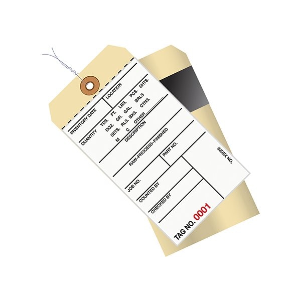 Bsc Preferred 6 1/4 x 3 1/8'' - 2000-2499 Inventory Tags 2 Part Carbon Style #8 - Pre-Wired, 500PK - BUY00019520
