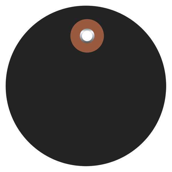 Partners Brand Tag, Plastic, Circle, 3", Black, PK100, Vinyl, Black, 100 PK - G26072