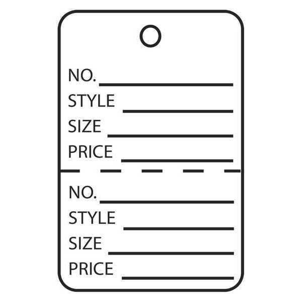 Partners Brand Garment Tag Perfed, 1 3/4x2 7/8", PK1000, 10 Point Paper, 1 3/4" W, White, 1000 PK - G26014
