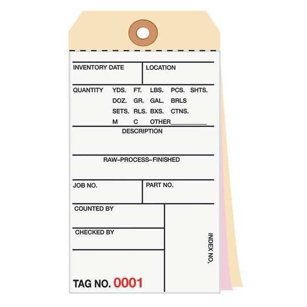 Partners Brand Inventory Tag, 6 1/4x3 1/8", PK500, 10 Point Cardstock, 6 1/4" W, White/Manila, 500 PK - G16131
