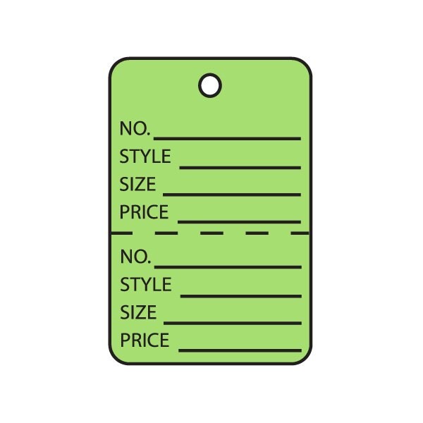 Bsc Preferred 1 3/4 x 2-7/8'' Green Perforated Garment Tags, 1000PK - BUY00015943