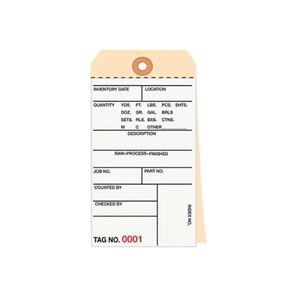 The Packaging Wholesalers 3 Part Carbonless Inventory Tags, 1000-1499, #8, 6-1/4"L x 3-1/8"W, 500/Pack - G16031