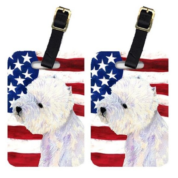 Carolines Treasures Carolines Treasures SS4249BT Pair Of USA American Flag With Westie Luggage Tags - SS4249BT