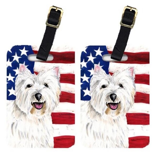 Carolines Treasures Carolines Treasures SC9008BT Pair Of USA American Flag With Westie Luggage Tags - SC9008BT