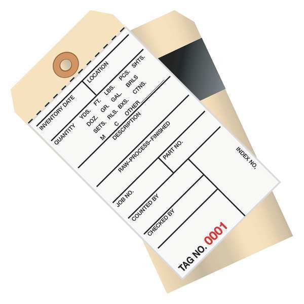 Partners Brand Inventory Tag, Carbon, 6 1/4x3 1/8", PK500, 10 Point Cardstock, 6 1/4" W, White/Manila, 500 PK - G17061