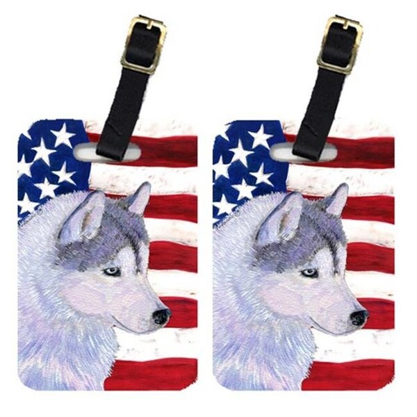 Carolines Treasures Carolines Treasures SS4220BT Pair Of USA American Flag With Siberian Husky Luggage Tags - SS4220BT