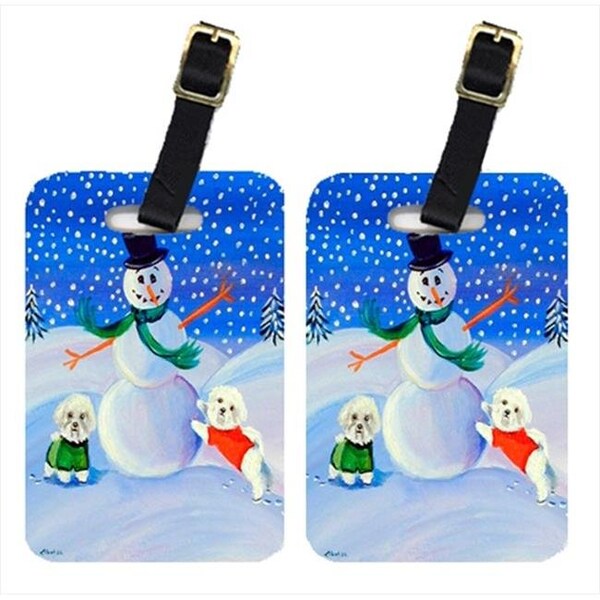 Carolines Treasures Carolines Treasures 7145BT Snowman With A Bichon Frise Luggage Tags; Pack - 2 - 7145BT