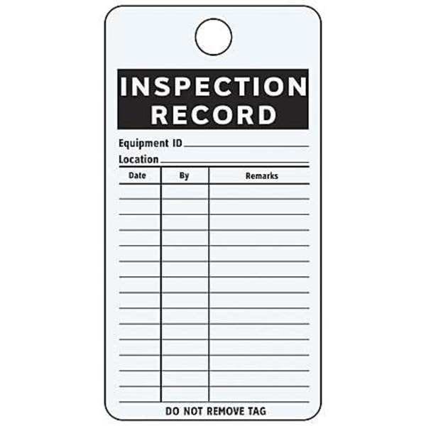 See All Industries Tag, Inspection, Aluminum, 4 1/4 in H x 3 in W, White, Rectangle, 25 PK - IL-GENE