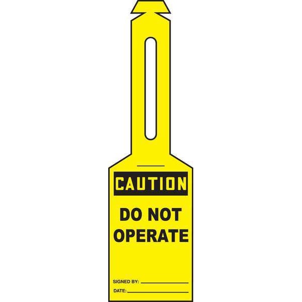 Accuform Loop n Strap Caution Tag, General Safety, Plastic, 5 1/4 in H x 3 1/4 in W, Yellow, Rectangle - TAL312