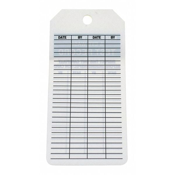 Zoro Select Tag, Emergency Shower & Eye Wash Test, Cardstock, 6 1/4 in H x 3 in W, White, Rectangle, 100 PK - 43Z218