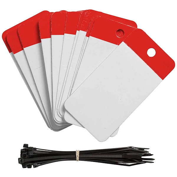 Brady Tag, Blank, Polyester, 5 in H x 3 1/4 in W, Red, Rectangle, 25 PK - 102011