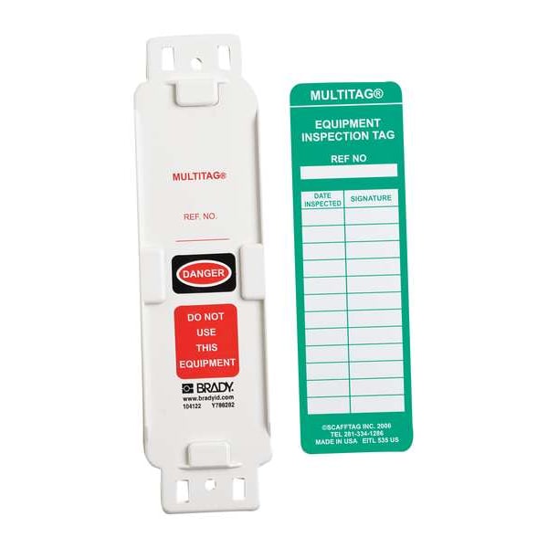 Brady Tag, Maintenance, Polyester, 6 1/2 in H x 2 in W, Green on White, Rectangle, 100 PK - MUL-EITL535