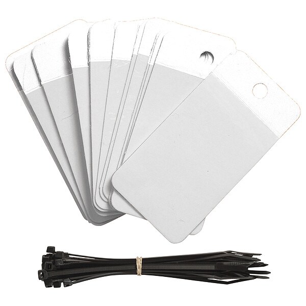 Brady Blank Shipping Tag, Polyester, 5" H x 3-1/4" W, White, Rectangle, 25 PK - 102009