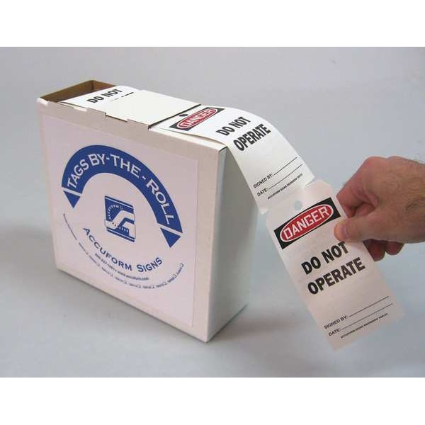 Accuform Danger Tag, General Safety, Cardstock, 6 1/4 in H x 3 in W, White, Rectangle, 250 PK - TAR423
