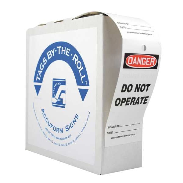 Accuform Danger Tag, General Safety, Cardstock, 6 1/4 in H x 3 in W, White, Rectangle, 250 PK - TAR423