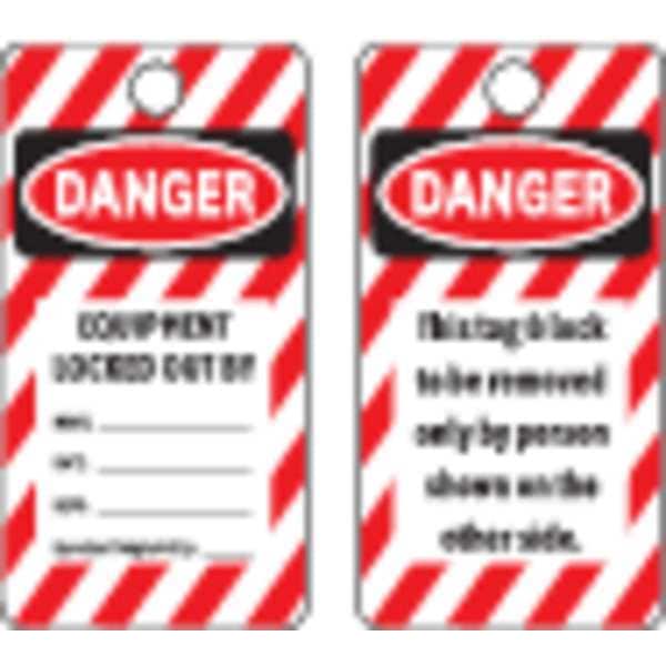 Electromark Danger Tag, Cardstock, 5 3/4 in H x 3 in W, Black and Red on White, Rectangle, 25 PK - Y604111