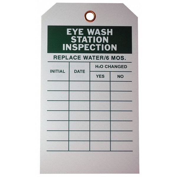 Zoro Select Tag, Eyewash, Polyester, 7 in H x 4 in W, White, Rectangle, 10 PK - 20TH11