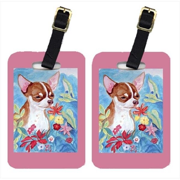 Carolines Treasures Carolines Treasures 7053BT Chihuahua In Flowers Luggage Tags; Pack - 2 - 7053BT