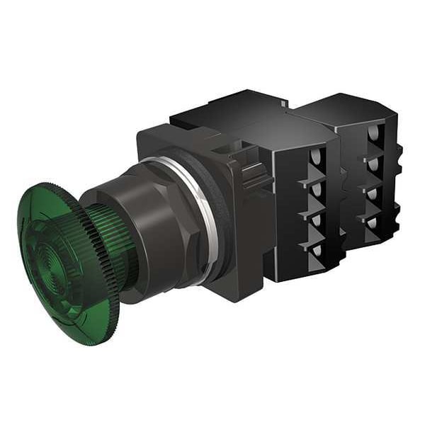 Botón pulsador iluminado Siemens, 30 mm, 2NC, Verde - 52BR8ESG