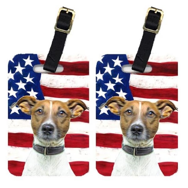 Carolines Treasures Carolines Treasures KJ1155BT Pair Of USA American Flag With Jack Russell Terrier Luggage Tags - KJ1155BT